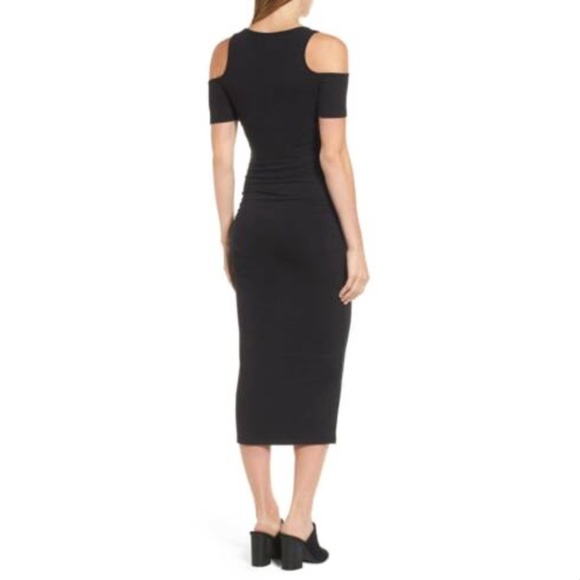 Michael Star Cold Shoulder Black Midi Dress Petite - Picture 2 of 4
